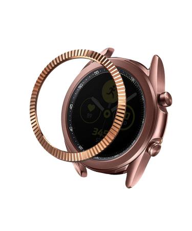 Abanen Watch Bezel for Samsung Galaxy Watch 3 41mm,Polished Stainless Steel Sculptured Gear Adhesive Cover Anti-Scratch Protection Sticker Ring for Galaxy Watch 3 41mm (Rose Gold)