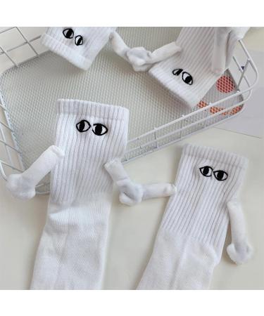 Funny Magnetic Suction Couple Socks - Hand in Hand Doll Black White Novelty Cartoon Socks for Men Women - Unisex Holding Hands Socks for Couples - Buy Online on GoSupps.com