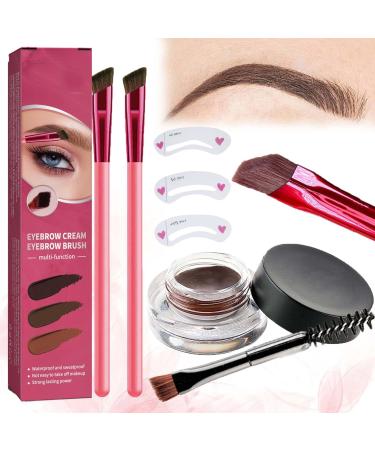 EZGHAR Home Eyebrow Care Kit 4d Laminated 4D Laminated Brow Home-Grooming Kit Multi-function Eyebrow Concealer Contour Brush 4D Hair Stroke Brow Stamp Brush-Waterproof and Long Lasting (Dark Brown)