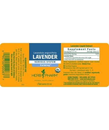 Herb Pharm Organic Lavender Flower Liquid Extract - Calming Nervous System Support - 1 Fl Oz - Buy Online on GoSupps.com