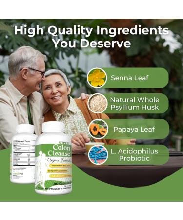 Health Plus Super Colon Cleanse - 300 Capsules for Digestive Support & Constipation Relief | Psyllium Husk & Senna Leaf - 6 Cleanses - Buy Internationally - Buy Online on GoSupps.com