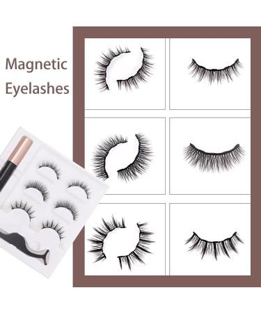 Natural Look Magnetic Eyelashes Set - 3D Reusable False Lashes with Black Magnetic Eyeliner, Waterproof and Easy to Wear - Buy Online on GoSupps.com