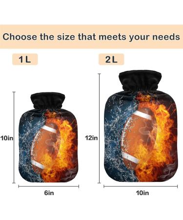 NAANLE Fire American Football Heat Bottle - 1L Transparent Hot Water Bottle for Pain Relief & Therapy | Ideal for Bed Hands & Feet - Buy Online on GoSupps.com