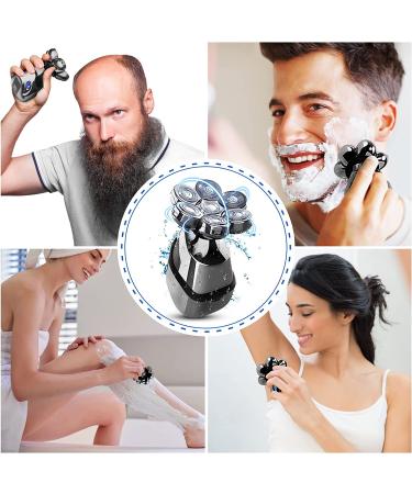7D Electric Rotary Head Shaver for Bald Men Cordless USB Rechargeable Wet Dry Razor with Nose Hair Trimmer and Sideburns - Buy Online on GoSupps.com