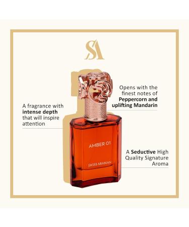 Swiss Arabian Amber 01 - Luxury Products From Dubai - Long Lasting Addictive Personal EDP Spray Fragrance - Seductive Signature Aroma - 1.7 Oz - Buy Online on GoSupps.com