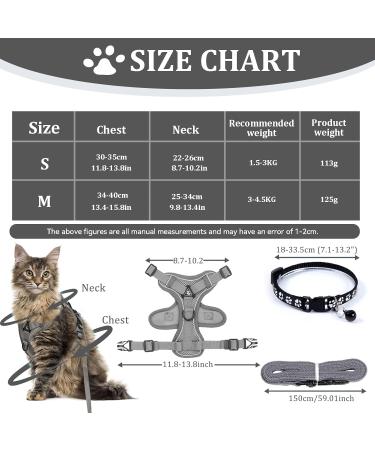 Fineasy Adjustable Cat Dishes & Leash Set - Outbreak-Proof Harness for Cats & Kittens - Gray Medium - Buy Online on GoSupps.com