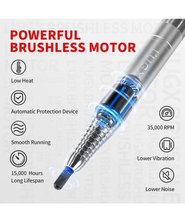 UGX Professional Nail Drill 35000RPM Brushless Electric Machine | Portable Rechargeable Nail File for Acrylic Gel Nails - Manicure Pedicure - Buy Online on GoSupps.com