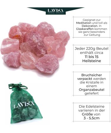 Premium Healing Stones Gemstones Set | 100% Natural Crystals for Decoration & Water Treatment | Rose Quartz Gem Water Mix - Buy Online on GoSupps.com