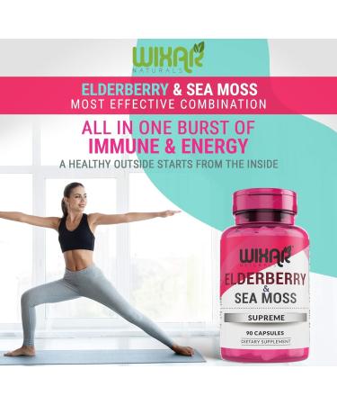 Wixar Naturals Elderberry and Sea Moss Supreme Capsules - 90 Capsules - Immune Support & Antioxidant Herbal Supplement - Buy Online on GoSupps.com