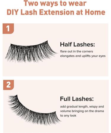 Onlyall Cluster Lashes DIY Eyelash Extensions - Natural Look Individual Lashes for False Lash Extension - H-48 (11MM) - Buy Online on GoSupps.com