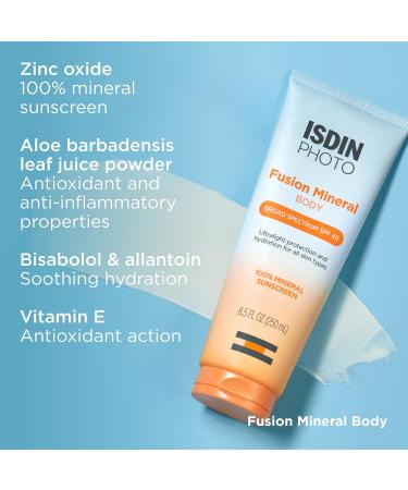 ISDIN Fusion Mineral Body Ultralight SPF 40 - 100% Mineral Sunscreen - Broad Spectrum Protection - 8.5 Fl Oz - International Shipping Available - Buy Online on GoSupps.com