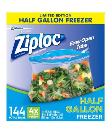 Ziploc 1/2 gallon Freezer Bags, 144 Count (Pack of 36), Original Version