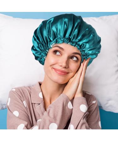 Adjustable Silk Bonnet Set | Double Sided Satin Sleep Caps | Light Blue & Hole Blue | 2 Pieces | All Hair Lengths - Buy Online on GoSupps.com