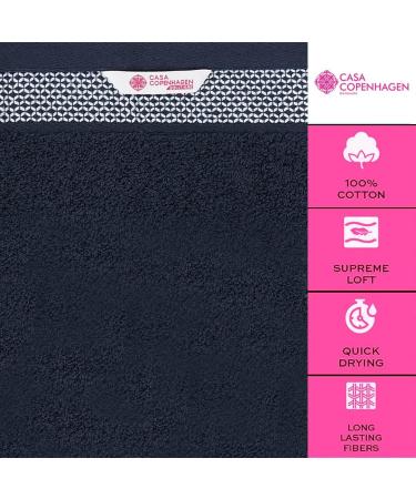 CASA COPENHAGEN Solitaire 600 GSM 6 Towels Set - Navy Blue | Super Soft Egyptian Cotton | Bath, Hand, Washcloths for Bathroom, Kitchen & Shower - Buy Online on GoSupps.com
