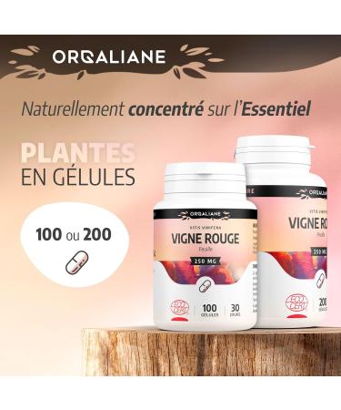Organic Red Vine 250 mg - 100 Capsules - Ecocert Certified - Orgaliane - Buy Online on GoSupps.com