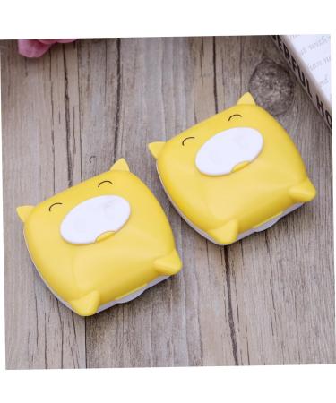 Homsfou Cartoon Contact Lens Case - Cute Yellow Lens Storage Container with Mirror & Tweezers - International Shipping Available - Buy Online on GoSupps.com