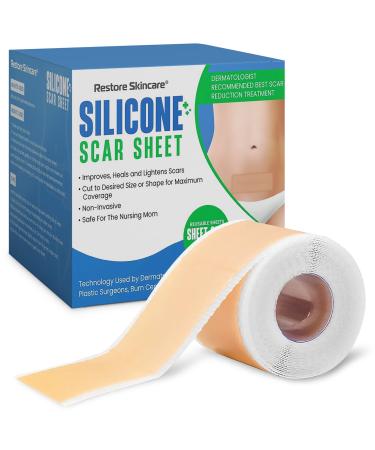 Silicone Scar Sheets Silicone Scar Tape (1.6 x 60 ) Scar Removal Strips for Acne Scars C-Section & Keloid Surgery Scars Sheets