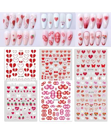 DIY Manicure Love Heart Flowers Nail Art Nail Stickers Pink Bow-knot Nail Decals Strawberry(3) - Buy Online on GoSupps.com