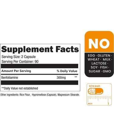 Benfotiamine 300mg - Zenavea 180 Caps - Blood Sugar Regulation Supplement - Vegan & Non-GMO - Gluten-Free - Buy Online on GoSupps.com