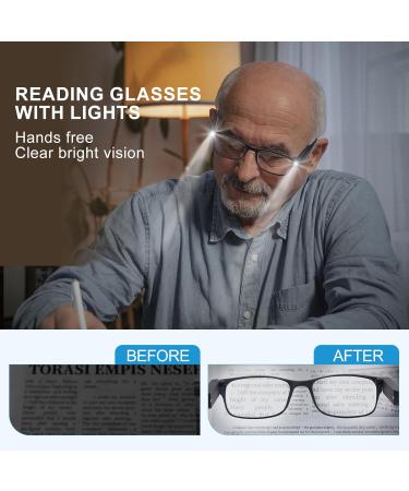 OuShiun Reading Glasses with LED Light | Blue Light Blocking Anti Eyestrain | Illuminated Black 2.0x Readers - Shop Internationally! - Buy Online on GoSupps.com