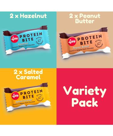 Vive Protein Bites Dark Chocolate Coated Mixed Box - Gluten Free High Fibre Vegan Snacks - Mini Protein Bars 120g (6 x 20g) - Buy Online on GoSupps.com