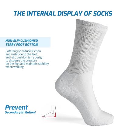 LIN Diabetic Socks for Men & Women - Non-Binding Circulatory Extra Wide Top - 4 Pairs - Size 9-11 - Ideal for Edema, Neuropathy, and Lymphedema - Buy Online on GoSupps.com