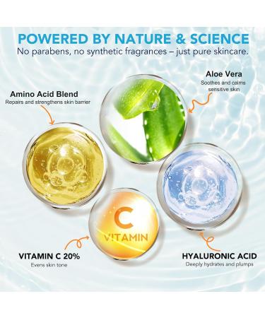 S rum la vitamine C + s rum l'acide hyaluronique anti- ge hydratant claircissant r duction des rides correcteur de points sombres soin naturel de la peau pour le visage jour et nuit - Buy Online on GoSupps.com
