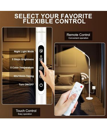 Floor Happy Lamp UV-Free 10000 Lux Sun Lamp Daylight Lamp with Remote & Touch Control & Adjustable Gooseneck for Reading/Office/Home White - Buy Online on GoSupps.com