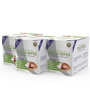 Premium Eyelid Wipes with Tea Tree and Coconut Oil - Soothing Cleansing for Itchy Eyes - 30 Natural Eye Wipes - Buy Online on GoSupps.com