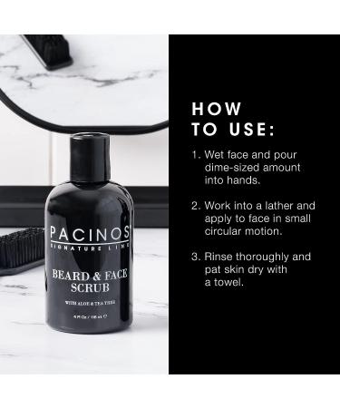 Pacinos Beard and Face Scrub Shave System - Organic 4 fl. oz. with Aloe Vera and Tea Tree Extract | Removes Impurities Naturally - Buy Online on GoSupps.com