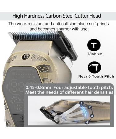 Professional Hair Clippers for Men | Cordless T-Blade Trimmer & Beard Trimmer Set | Hair Cutting Kit with LCD Display | Perfect Gifts for Men in Bronze - Buy Online on GoSupps.com
