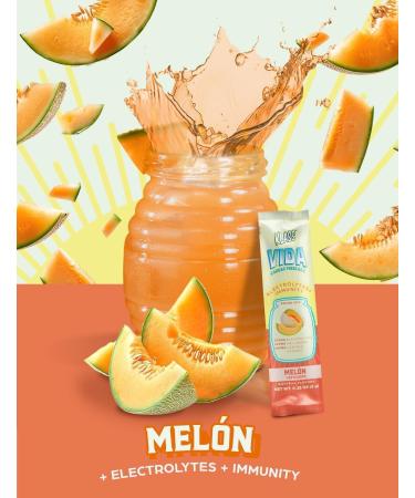 KLASS VIDA Hydration + Immunity Electrolyte Drink Mix Cantaloupe Agua Fresca Flavor | Sugar-Free Powder with Wellmune Acerola Coconut Water & Minerals | 15 Single-Serve Stick Packs Low Calorie - Buy Online on GoSupps.com