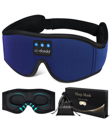 Sleep Mask with Bluetooth Headphones LC-dolida Sleep Headphones Bluetooth Sleep Mask 3D Sleeping Headphones for Side Sleepers Best Gift and Travel Essential (Elegant Blue)