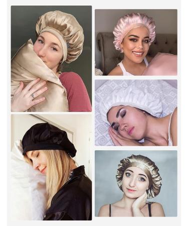 LILYSILK 100% Mulberry Silk Bonnet | Adjustable 19 Momme Silk Night Sleep Cap in Black - Buy Online on GoSupps.com