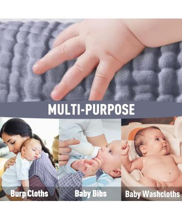 YOOFOSS 10-Pack Mullwindeln Spuckerche - 100% Cotton Fabric Diapers 6-Layer Folding Towels for Babies Fog Blue 27x50 cm - Buy Online on GoSupps.com