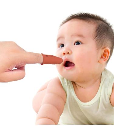 Baby Silicone Finger Toothbrush | BPA Free Dental Care for Newborn | Sensory Development Toy | Choco Color - Buy Online on GoSupps.com