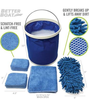 Microfiber Boat Cleaner and Car Wash Kit - Non-Scratch Sponge Bucket, Wash Cloths for Interior and Exterior - Ideal for Fiberglass Boat Hulls and Car Seats - Complete Cleaning Supplies - Buy Online on GoSupps.com