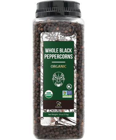 Soeos Salt and Pepper Grinder Set, Organic Whole Black Peppercorns, 3.5oz  (100g), Himalayan Pink Salt, 8oz (230g). USDA Organic Black Pepper,  Non-GMO