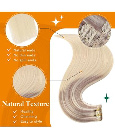 Easyouth Ombre Clip In Extensions - 20 Remy Real Hair Ash Blonde & Platinum 70g (5pcs) - International Shipping - Buy Online on GoSupps.com