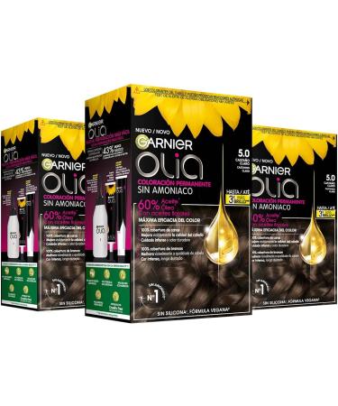  Garnier garnier Olia Garnier Ammonia-Free Permanent Hair Colour for a Pleasant Odour with Natural Floral Oils Shade 5.0 Light Brown Pack of 3 - Buy Online on GoSupps.com