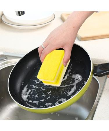Cleaning Sponge - Sponges for Cleaning | Washing Sponges for Dishes | U-Shaped Dish Scrubber Scouring Pad | Non-Scratch Dish Wash Sponge | Reusable Scrubbing Sponge for Kitchen Sink Bathroom Toilet Yellow - Buy Online on GoSupps.com