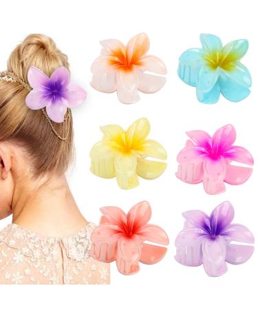 Lily Flower Claw Clip 6PCS Cute Flower Hair Clip with 6 Colors Hawaiian Hair Barrettes Accessories for Women Girls Non-Slip Jaw Clamps Headwear for Thick Thin Hair Christmas Birthday Gift for Women Girls