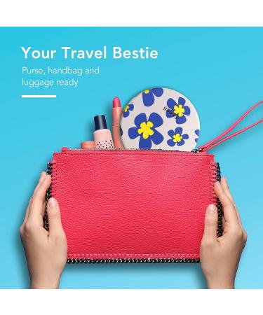 Fancii LED Travel Makeup Mirror with 10x/1x Magnifying, Rechargeable, 3 Light Settings - Compact Portable Hand Mirror - Taylor (Flower Power) - Buy Online on GoSupps.com