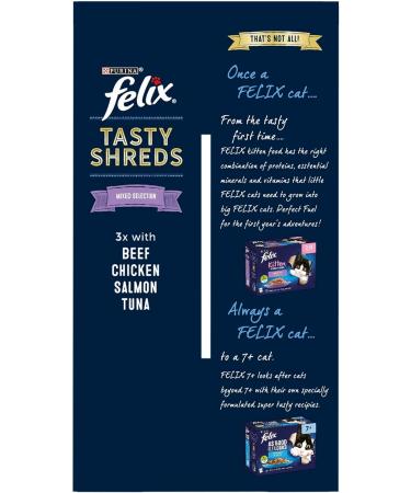 Felix Tasty Shreds Mixed Selection in Gravy Cat Food 12x80g Pack of 4 - Buy Online on GoSupps.com