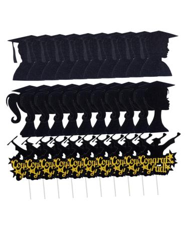 Toyvian 30pcs Insert Card Congrats Pick Food Fruit Picks Decor Graduation Cap Topper Grad Figure Party Picks Fruit Decor Appetizer Food Decor Grad Cap Decorations Paper Cake Party Supplies