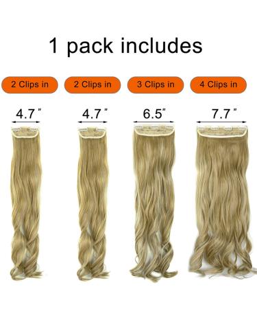 Dodoing Clip-In Hair Extensions - 4 Pieces 11 Clips Curled & Thick Ash Blonde Mix - 61 cm Double Brawl for Women | Shop Now! - Buy Online on GoSupps.com