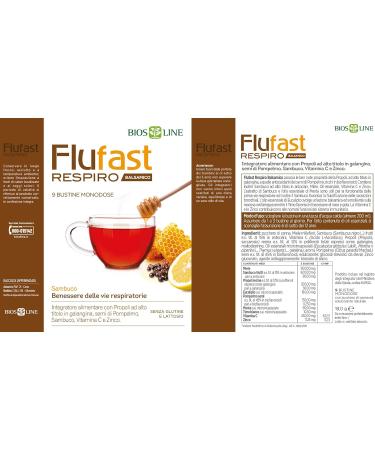  Bios Line BIOS LINE Flufast Balsamic Breath 9 Single Dose Sachets of Dietary Supplement Ideal for the Wellness of the Airways - Buy Online on GoSupps.com