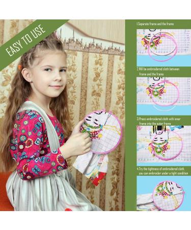 Caydo 6-Piece Embroidery Hoops & 15 Needles Set | Plastic Cross Stitch Hoops, Sizes 3.4-10.4 inch (Multicolor) - Buy Online on GoSupps.com