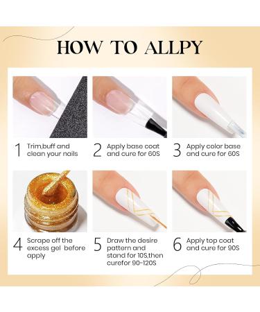 MIZHSE Gel Liner Nail Art Polish Set Glitter Gold and Silver Gel Painting For Nails Art Swirl Nails Design Dotting Painting French Manicure Kit 7Ml Glitter Silver&gold 7 ml (Pack of 2) - Buy Online on GoSupps.com