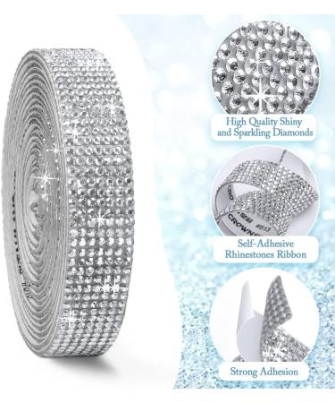 Silver Self Adhesive Rhinestone Strips - Diamond Bling Crystal Ribbon Sticker for Crafting & Decorating - 0.45 x 3 Yards - Buy Online on GoSupps.com
